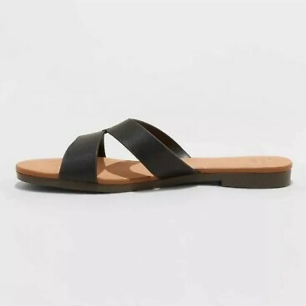 New Day Women's Catie Slide Sandals in Black SIZE 10 - Picture 2 of 4